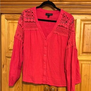 Lane Bryant 100% cotton hot pink top